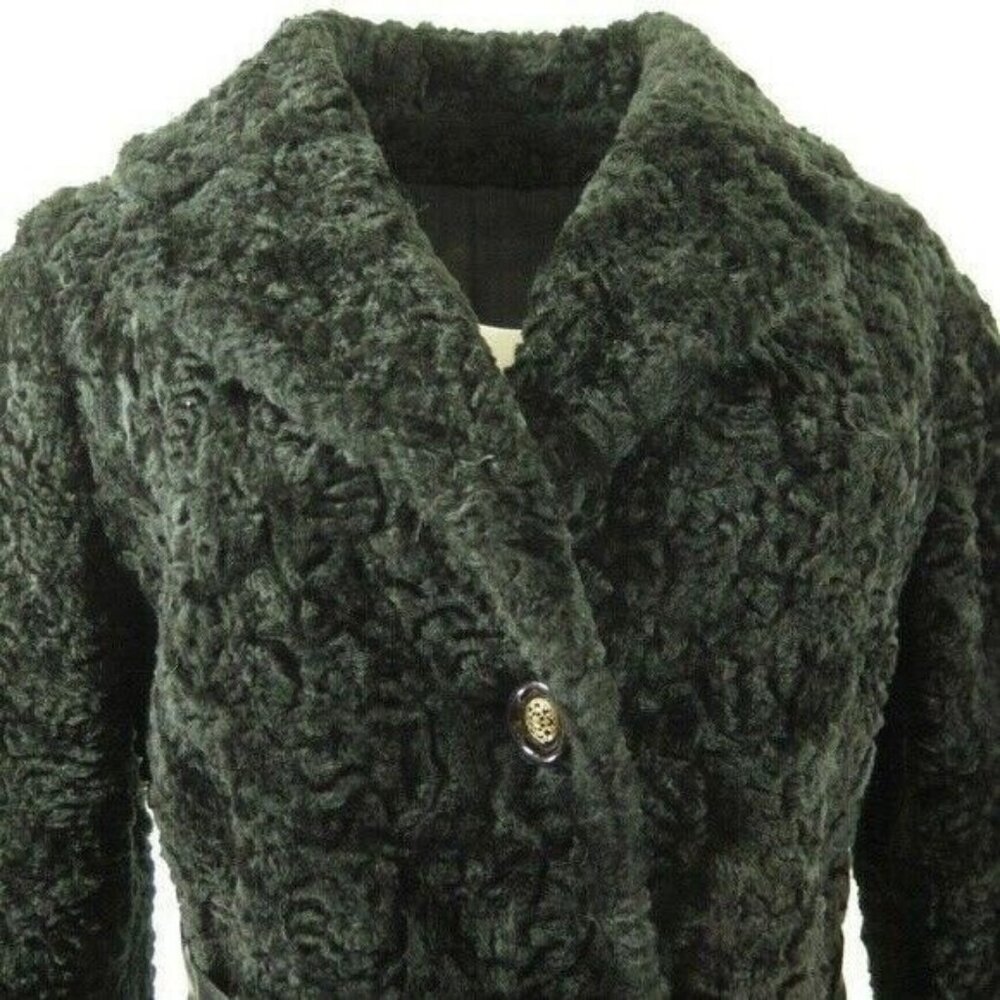 Vintage Real Curly Shearling Fur Coat Ov - Picture 4 of 8